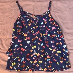 Navy Blue Butterfly Tank Top